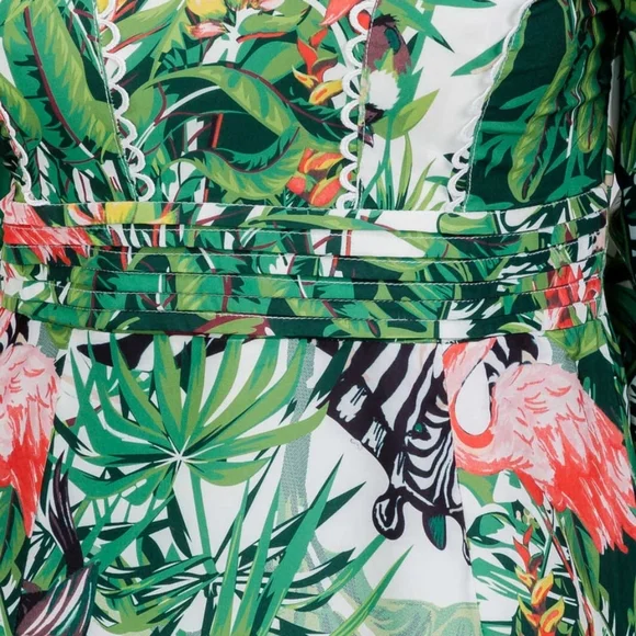 LONG SLEEVE V-NECK FRONT SLIT FLORAL PRINT MAXI DRESS - Picture 4 of 6